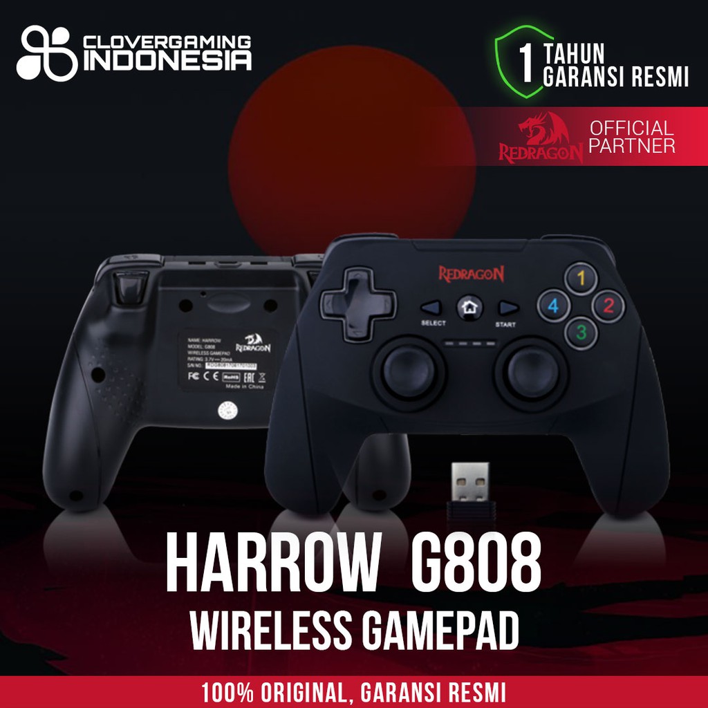 Redragon Harrow G808 USB Wireless Gamepad for PC Game Controller