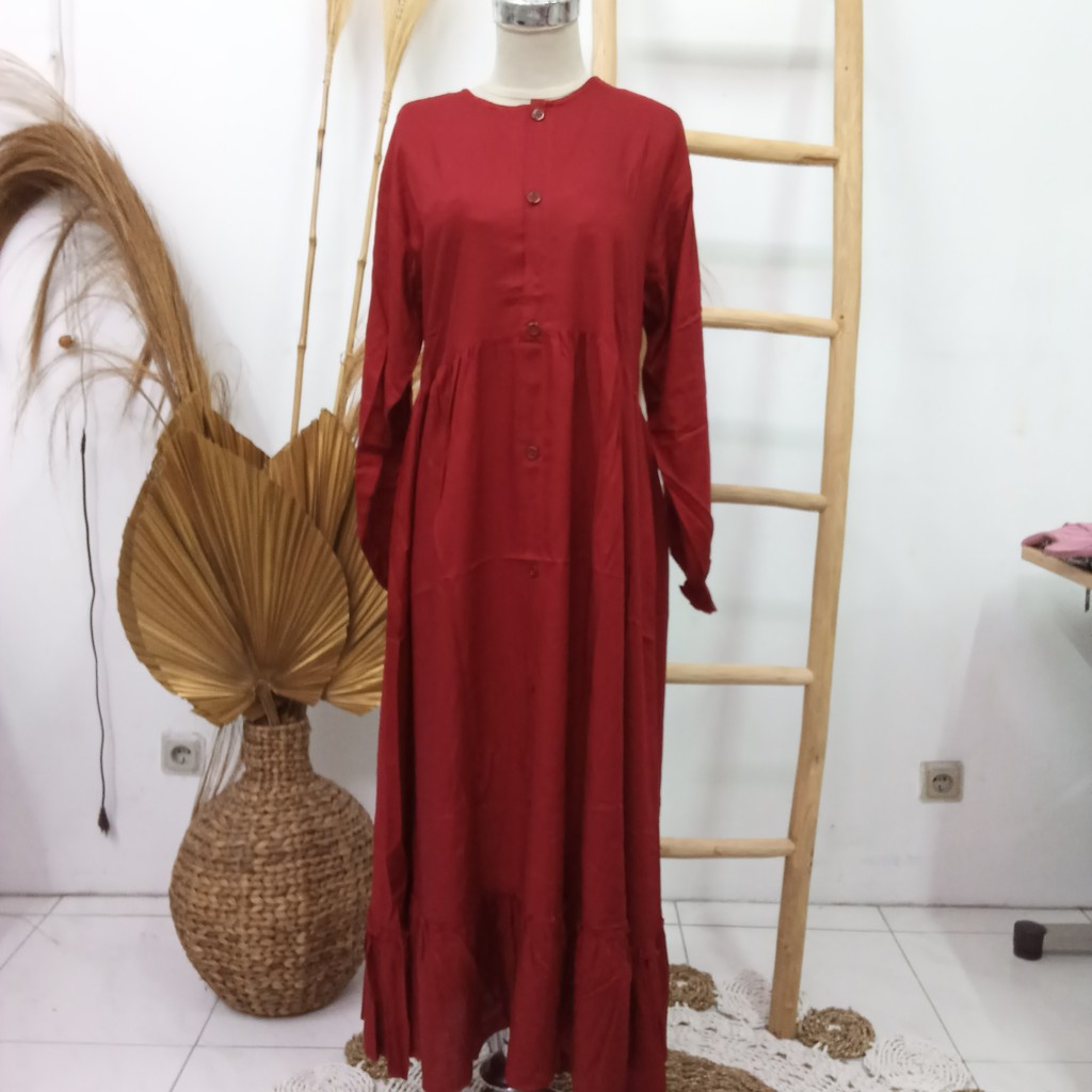 Pakaian Wanita | Gamis Double Raffle| Dress Muslim Bahan Rayon Premium Busui Friendly