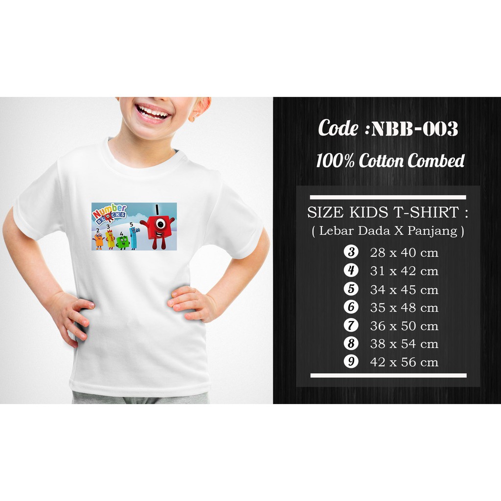 [FREE NAMA !!] Kaos Anak &amp; Family Number Blocks 100% COTTON PREMIUM