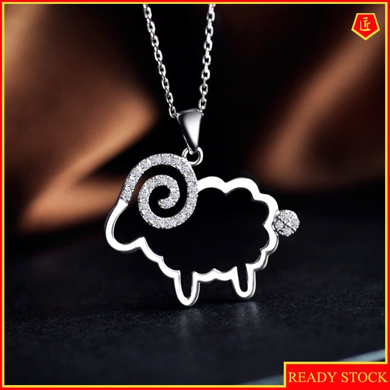 [Ready Stock]Cute Fashion Sheep Crystal Pendant Animal Necklace