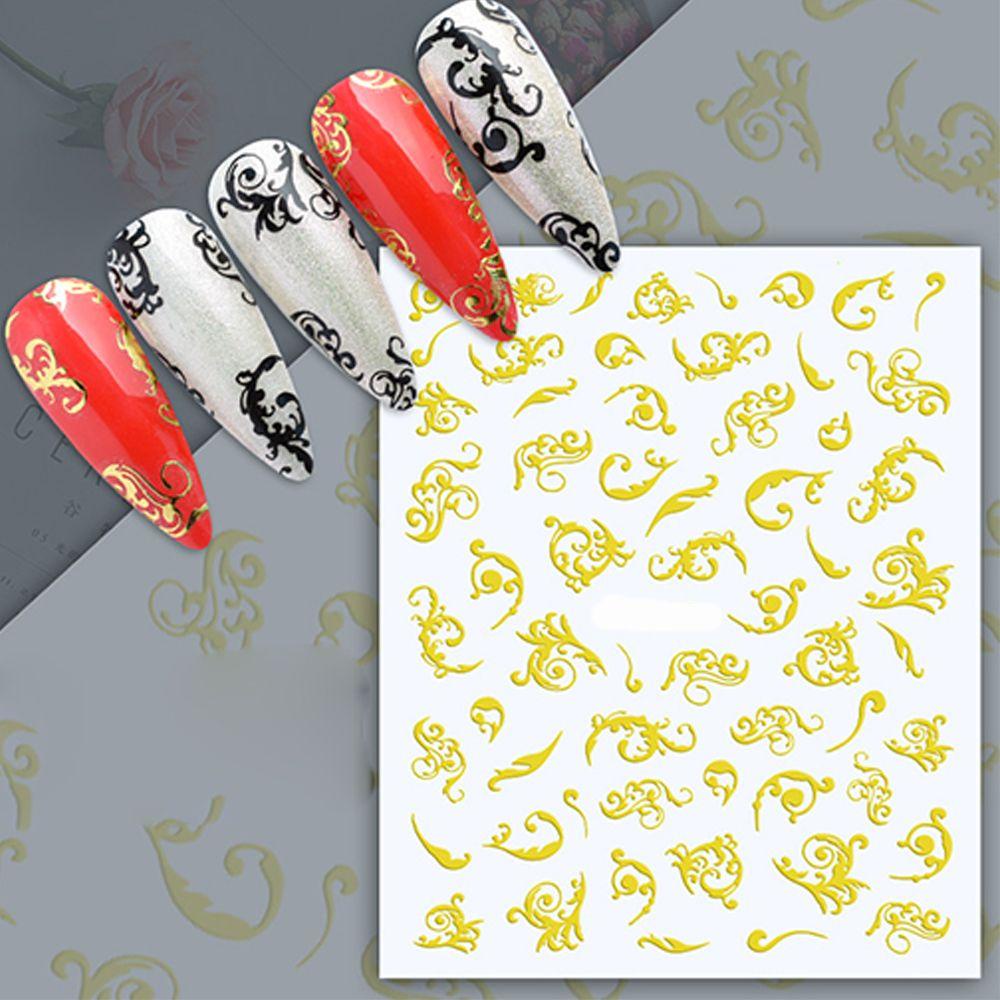 R-flower 1lembar Stiker Nail Art Hiasan Kuku Manicure Decor Retro Aksesoris Perhiasan Kuku