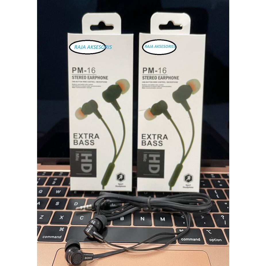 HF HEADSET STEREO EARPHONE PM 16 EXTRA BASS PACK KECIL