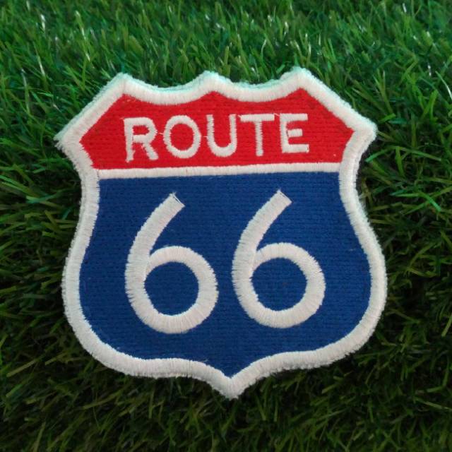 Bordir ROUTE 66 Vintage Badge Bet Emblem Patch Motorcycle Geng Motor Aksesoris Komunitas Fashion Jak