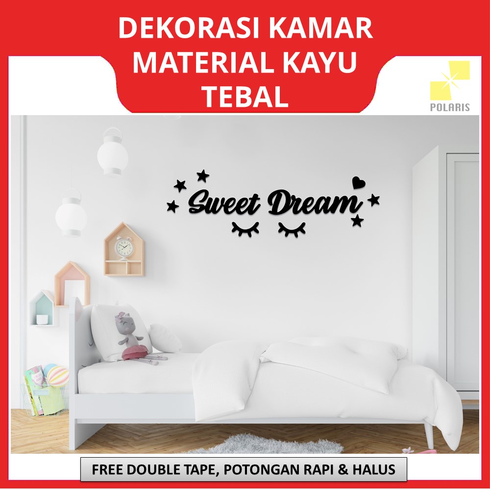 SWEET DREAM HIASAN DINDING RUANG KAMAR - TULISAN KAYU PAJANGAN DEKORASI RUMAH - WALL DECOR TEMPAT TIDUR ANAK