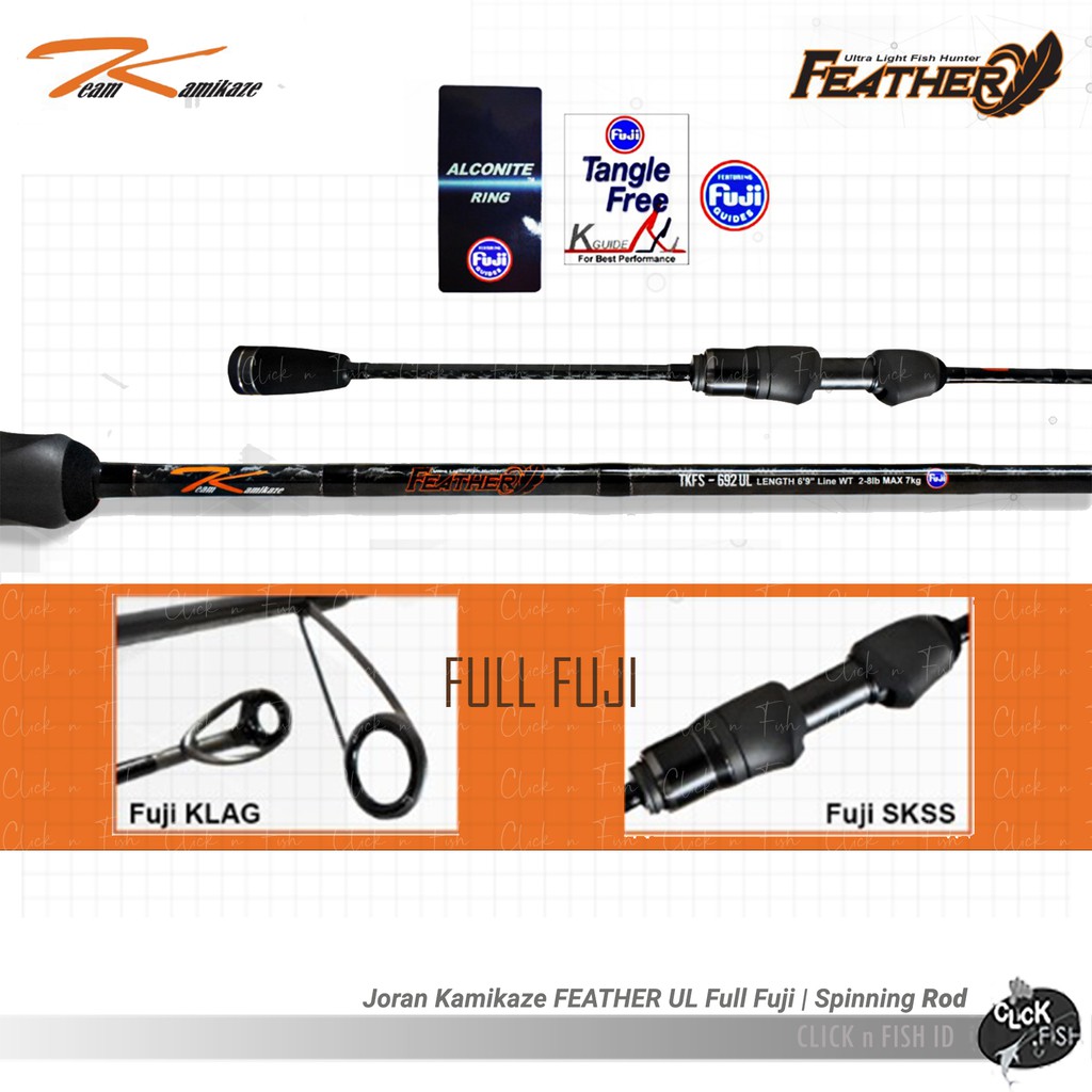 Joran T Kamikaze FEATHER TKFS 692 UL 2-8 LB Full Fuji - Max Drag 7 kg Spin Rod Pancing Ultra Light