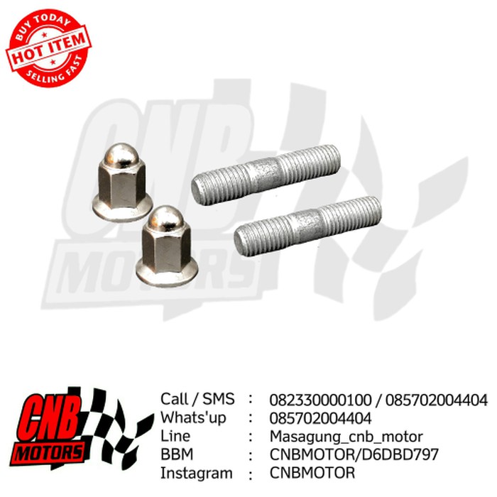 Baut Tanam Knalpot Plus Mur Drat 11 GL Megapro Tiger dll Chrome