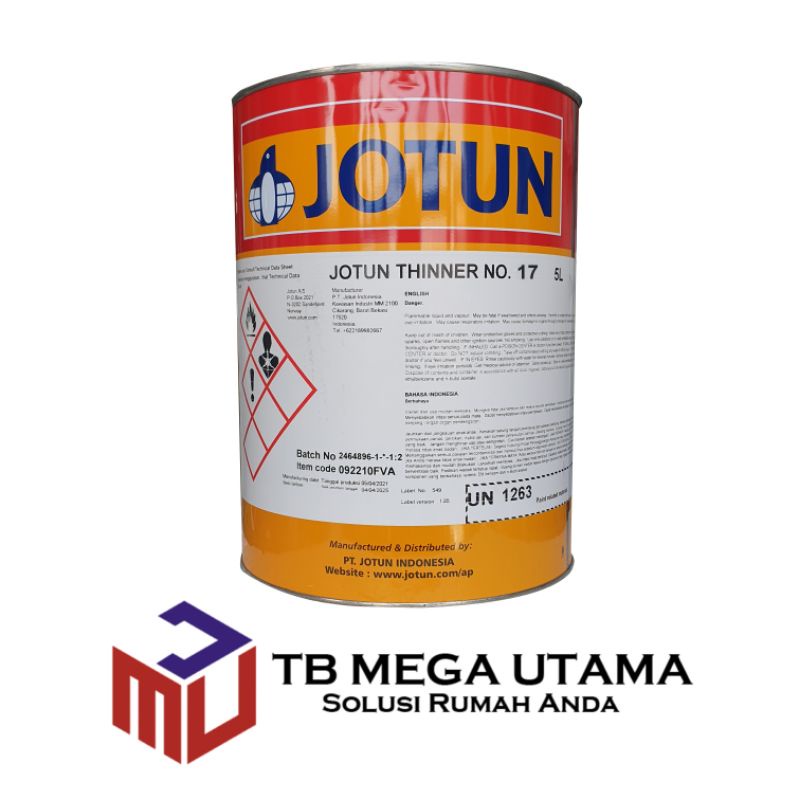 

Jotun Thinner No. 17 Kemasan 5 Liter | Pengencer Cat Minyak dan Alkyd