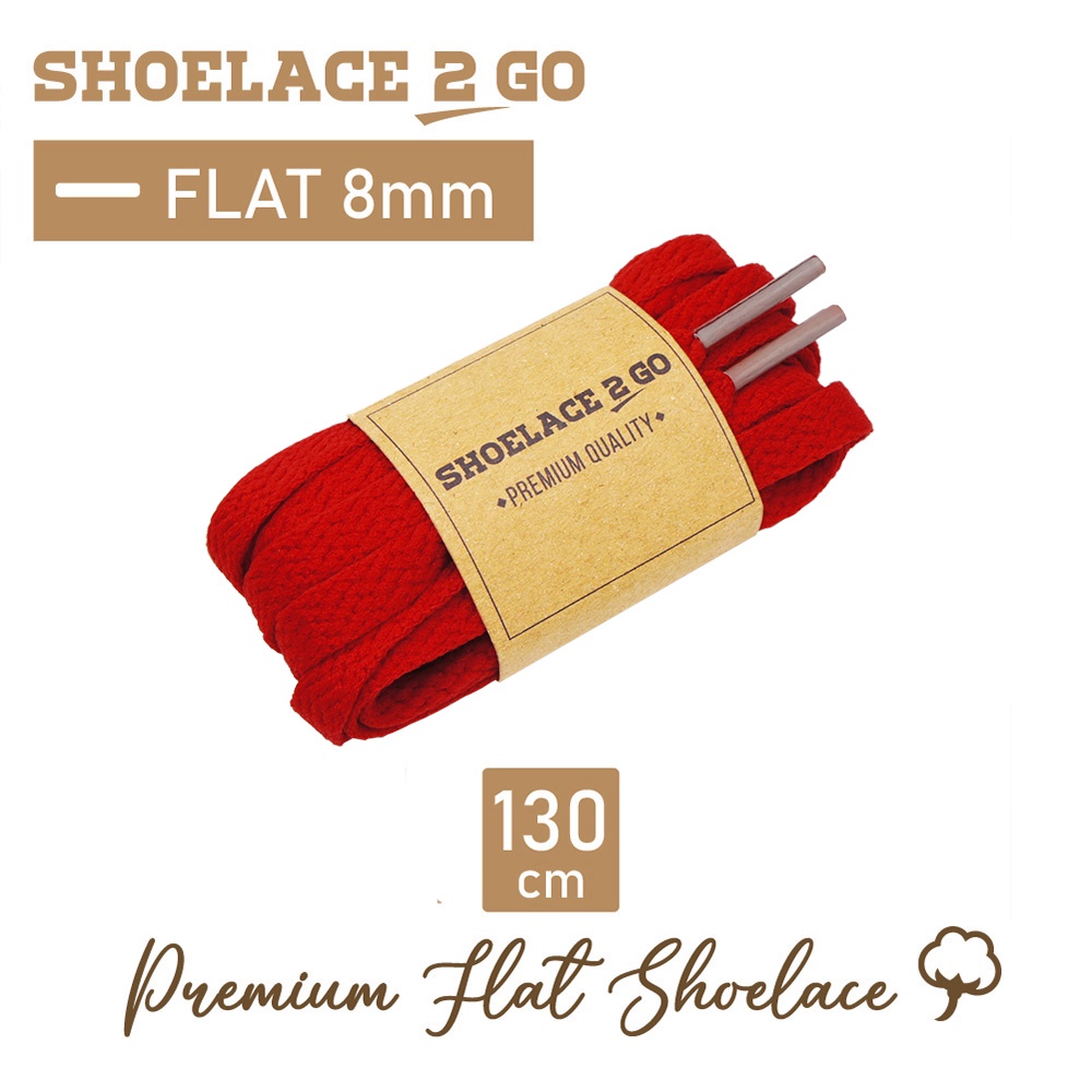 SHOELACE 2 GO PREMIUM TALI SEPATU GEPENG PIPIH FLAT F6 - RED WITH PURPLE TIPS - 130CM