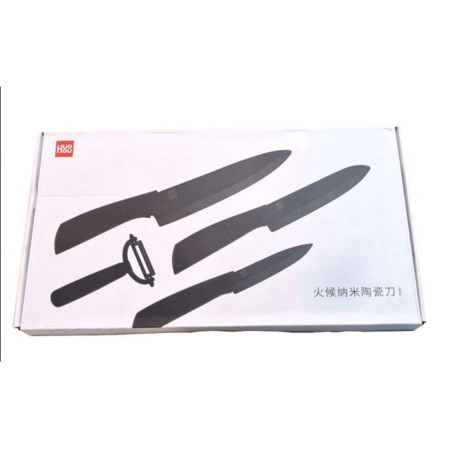 Huohou Knife 4in1 Set Bahan Keramik - 4 pcs Pisau Dapur + Parutan Buah
