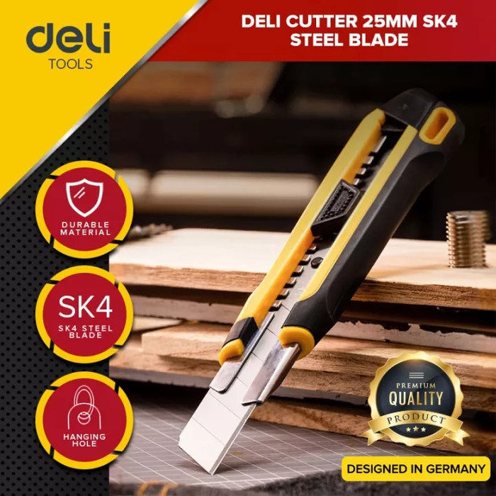 

CODE187 Deli Cutter Pisau Baja 25mm SK4 Sistem Kunci Otomatis Perkakas EDL025