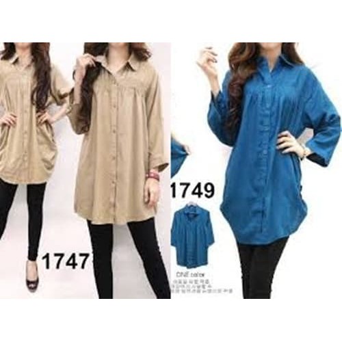 Kemeja Polos Jumbo,Kemeja Wanita Katun Rayon Xxxl