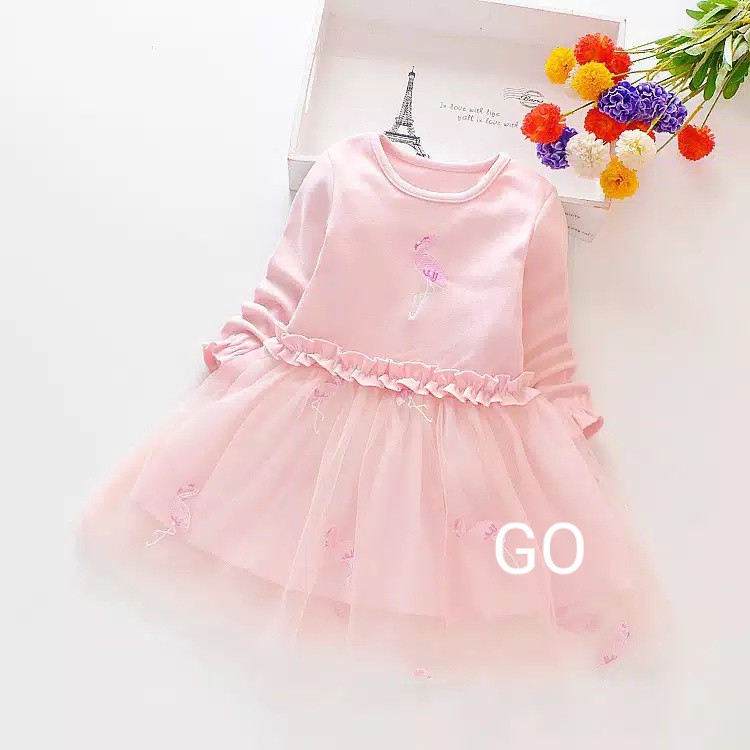 gos DRESS IMPORT LOONEY SWAN EBV Baju Dress Anak Perempuan Import