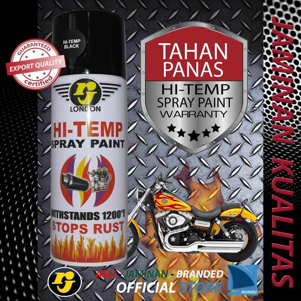 Cat Anti Panas 400cc Warna HITAM Tahan 650 Derajat Celcius - High Temperature Spray Paint RJ LONDON