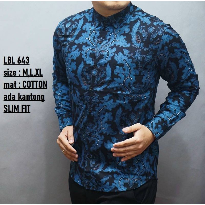 LBL 782 HEM KEMEJA BATIK PRIA SLIM FIT LENGAN PANJANG LUIGI BATANI