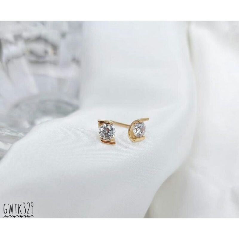 Anting Mata Satu Chrome Emas 24k