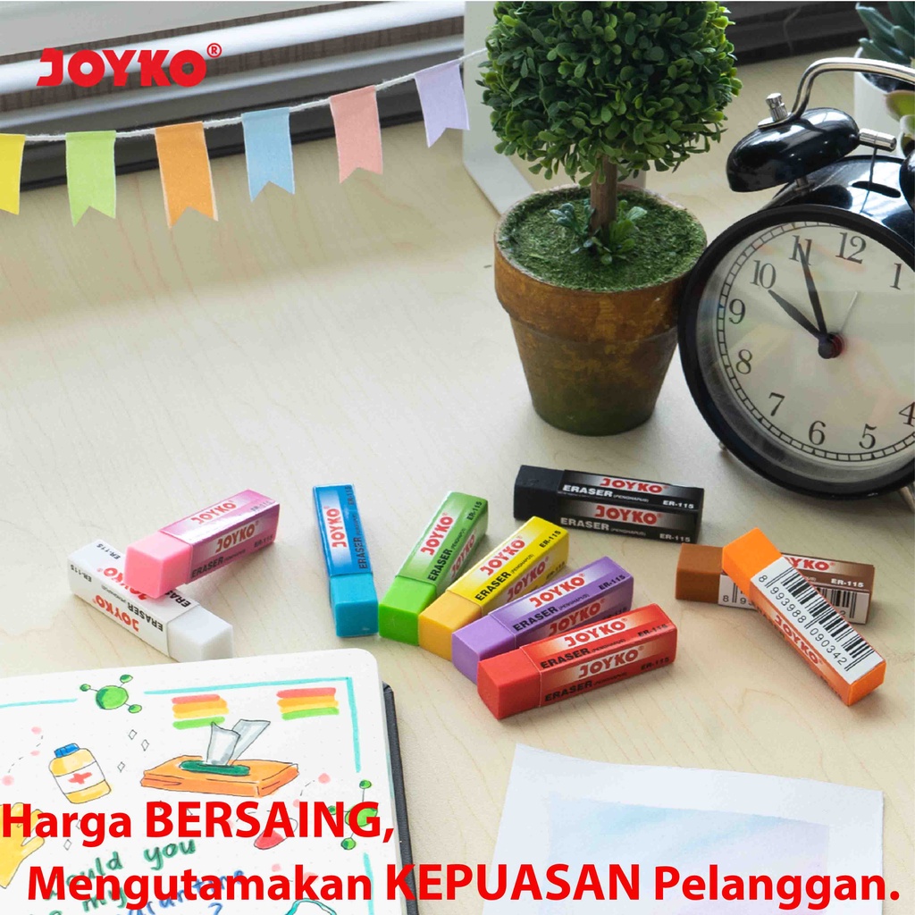 

mdn Penghapus Pensil Joyko ER-115 Tanggung ( 30 Pcs ) / Eraser ER 115 Colours / Hapusan Stip Pencil