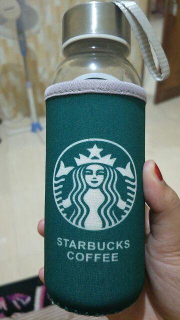 Botol Minum Kaca 300 Ml+ Sarung Pouch