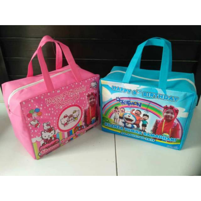 CUSTOM tas souvenir ultah model resleting+FOTO anak