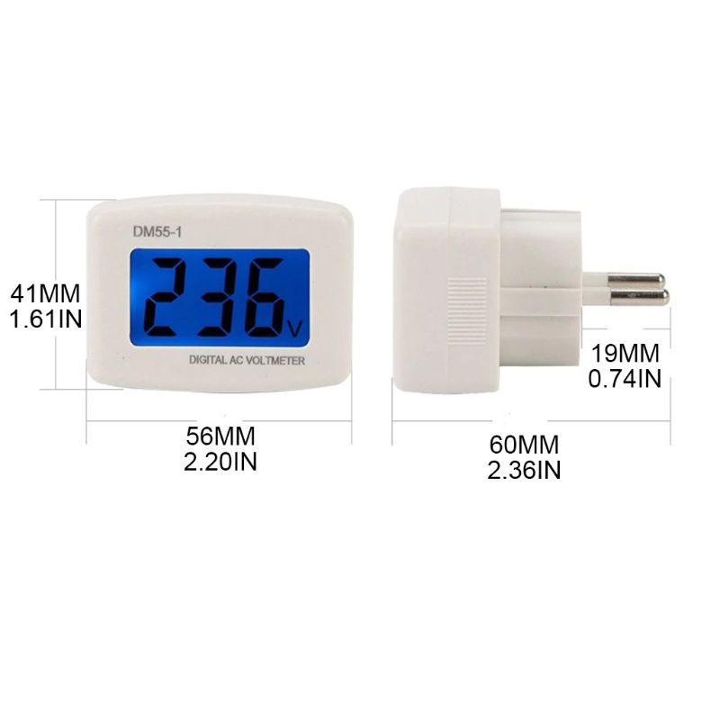 Btsg DM55-1 LCD Digital Display AC 80-300V Voltage Meter Plug Volt Meter Tes Tegangan