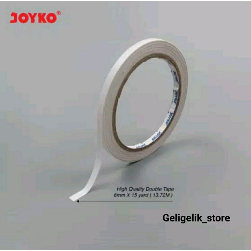 

PROMO bisa COD double tape perekat 2 sisi joyko 6 mm x 15 yrd 1/2 inchi murah isi banyak