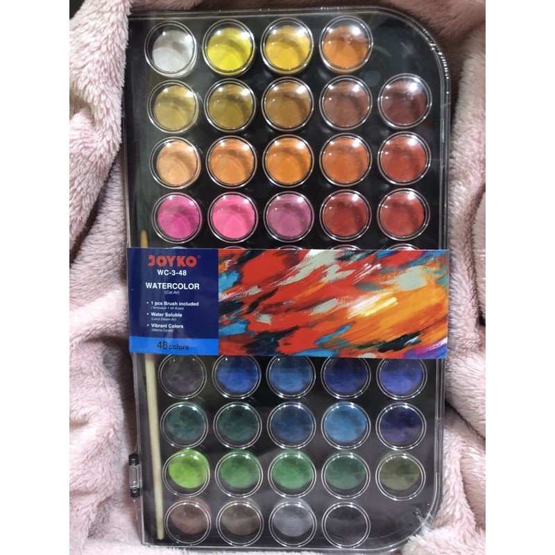 

READY Cat Air 48 Warna Watercolor Vibrant Colors Warna Cerah dan Pigmented WC-3-48 joyko FREE BRUSH!