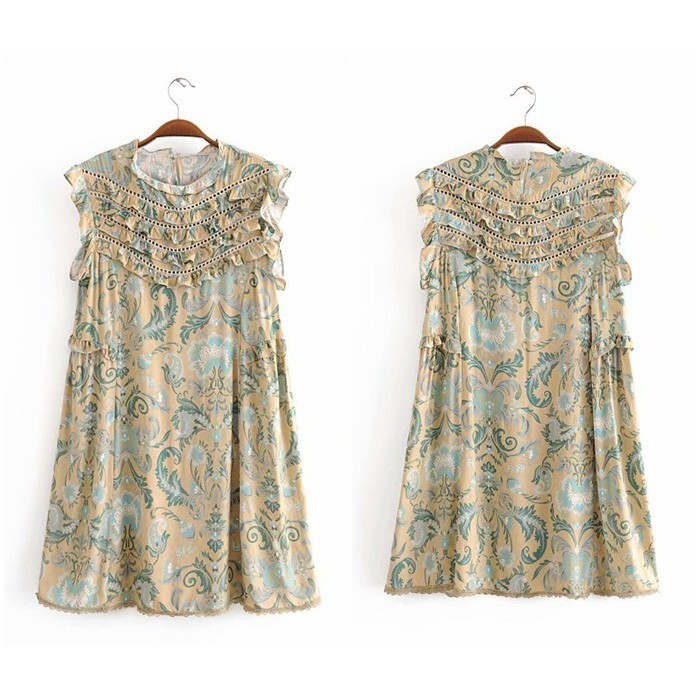 [baju wanita korea]  Retro Casual Mini Dress Pantai Santai Wanita Korea Import