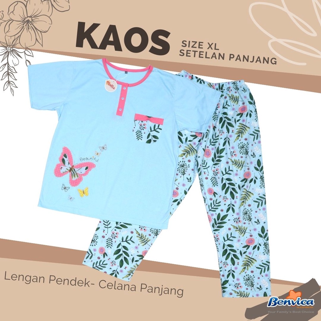 BAJU TIDUR CELANA PANJANG KAOS XL MOLLIS AL