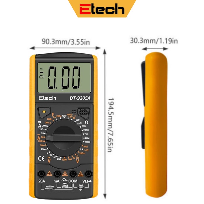 Multimeter Digital DT9205A Digital Multitester Avometer DT-9205A Multi Tester Layar Besar -  E.TECH