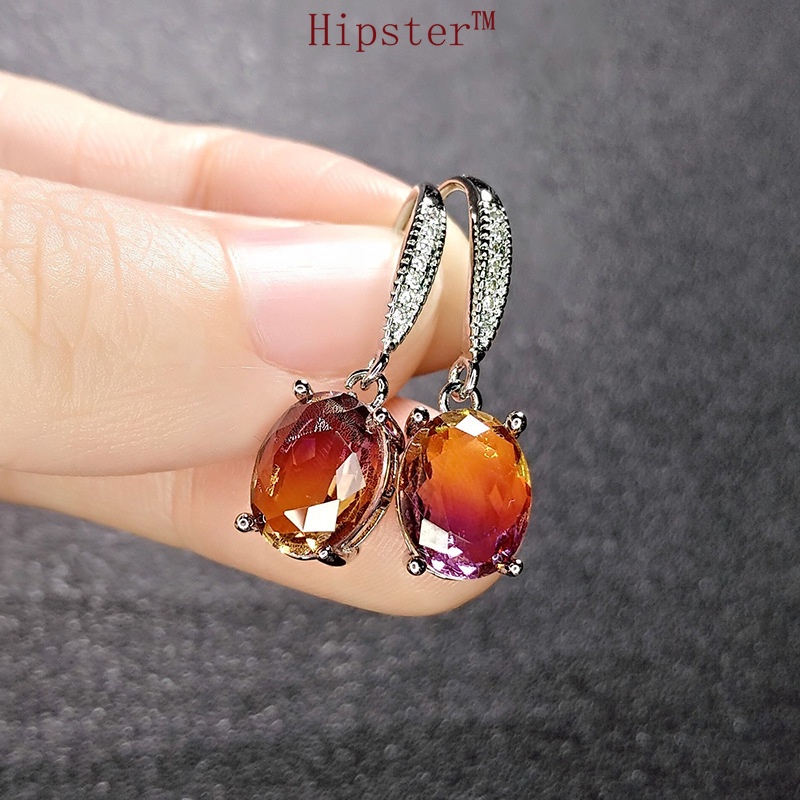 Hot Sale New Light Luxury Socialite Style Gradient Gem Earrings