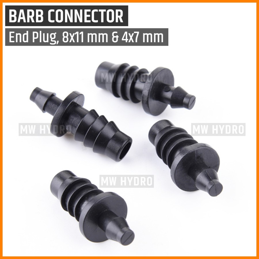 Barb Connector 11 mm - End Line Plug | Konektor Selang Irigasi Hidroponik - Penutup Ujung