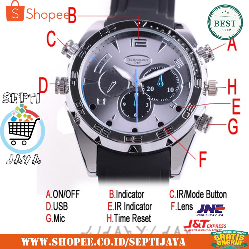 Jam Tangan Kamera FULL HD 1080P Spy Cam Camera Watch Anti Air Waterproof Infrared Night Vision Lens