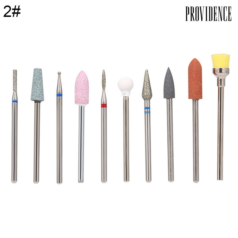 Providence 10Pcs Grinding Nail Art Drill Bits Manicure Pedicure Polishing Milling Head Kit