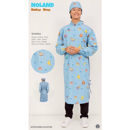 Wearscrubs NOLAND Gown Set with Head Cap WATERPROOF - Gaun Anti Air Dokter Anak Gigi Perawat Men Wom