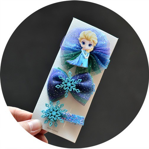 Import Frozen Elsa Model Jepit Set 3pcs Rambut Korea Anak Premium