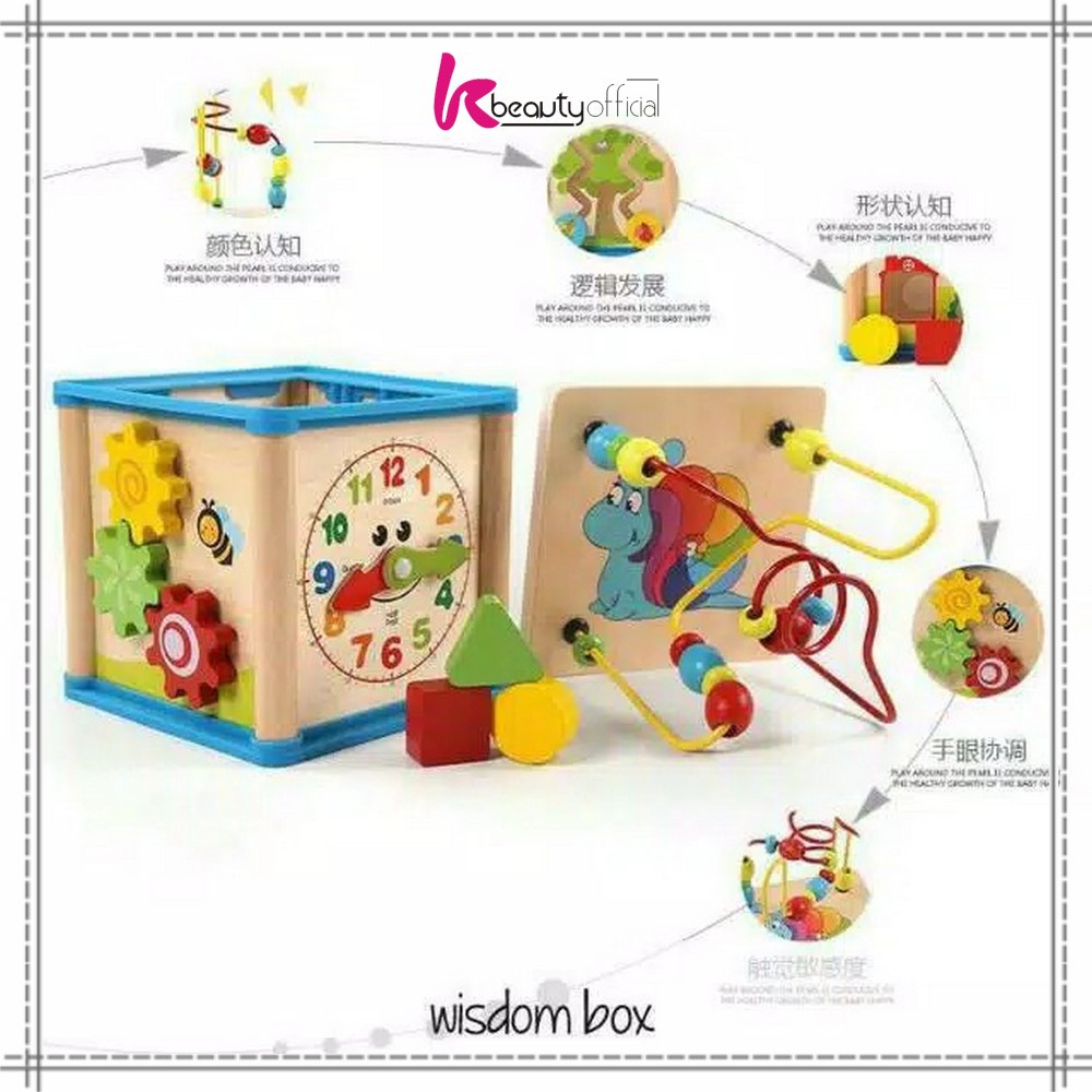 KB-M65 Mainan Edukasi Anak Puzzle Kayu Intelligence / Wisdom Box Busy Box Multifungsi Wooden Toys-1