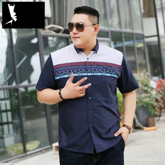 PSY-KEMEJA BRAYEN NAVY JUMBO PRIA