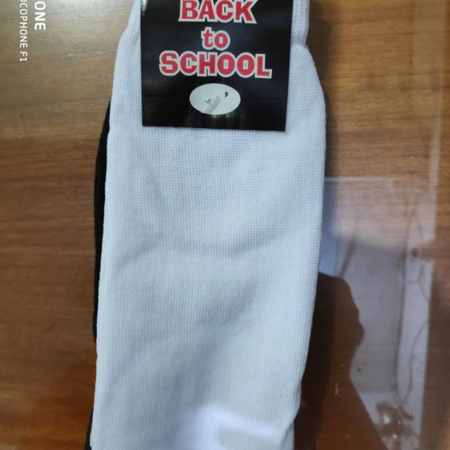 KAOS KAKI SEKOLAH SMA, KHAKI, PUTIH TELAPAK HITAM, MIDDLE, PER 1 PCS