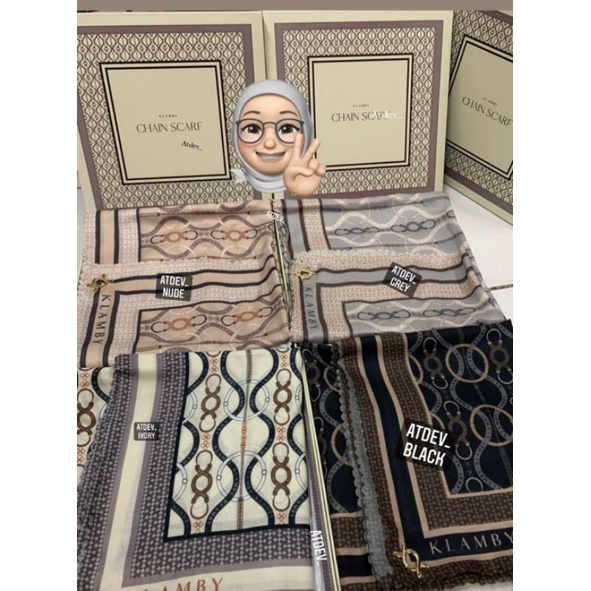 SIAP KIRIM ILANA SCARF, Chain Scarf Black. Grey. Ivory - Kala Scarf WearingKlamby Wearing Klamby WK