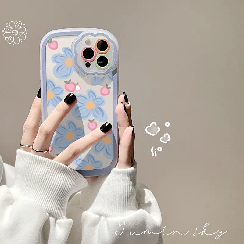 Case Motif Kartun Bunga Biru Untuk IPhone 12 13 11 Pro Max X Xs Max Xr 7 8 Plus Zkzs