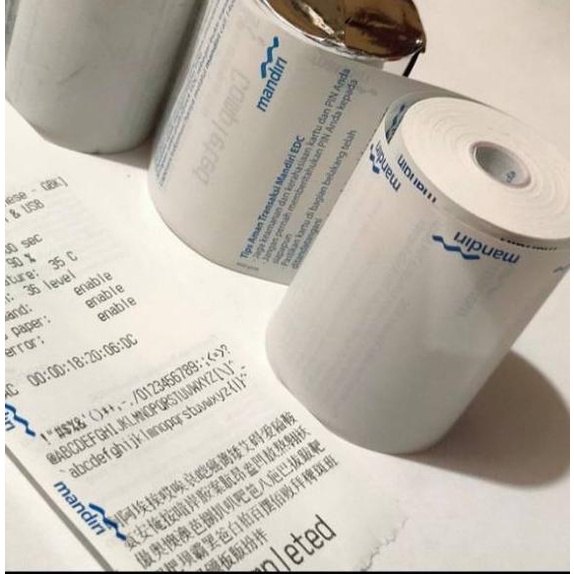 

Berkualitas Kertas thermal EDC 57x40mm logo bank mandiri full Paket 1Pack isi 10Pcs/Roll kertas ~