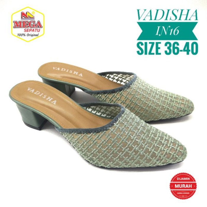 SANDAL WEDGES WANITA. WARNA HIJAU,VADISHA IN16 - Hijau, 36