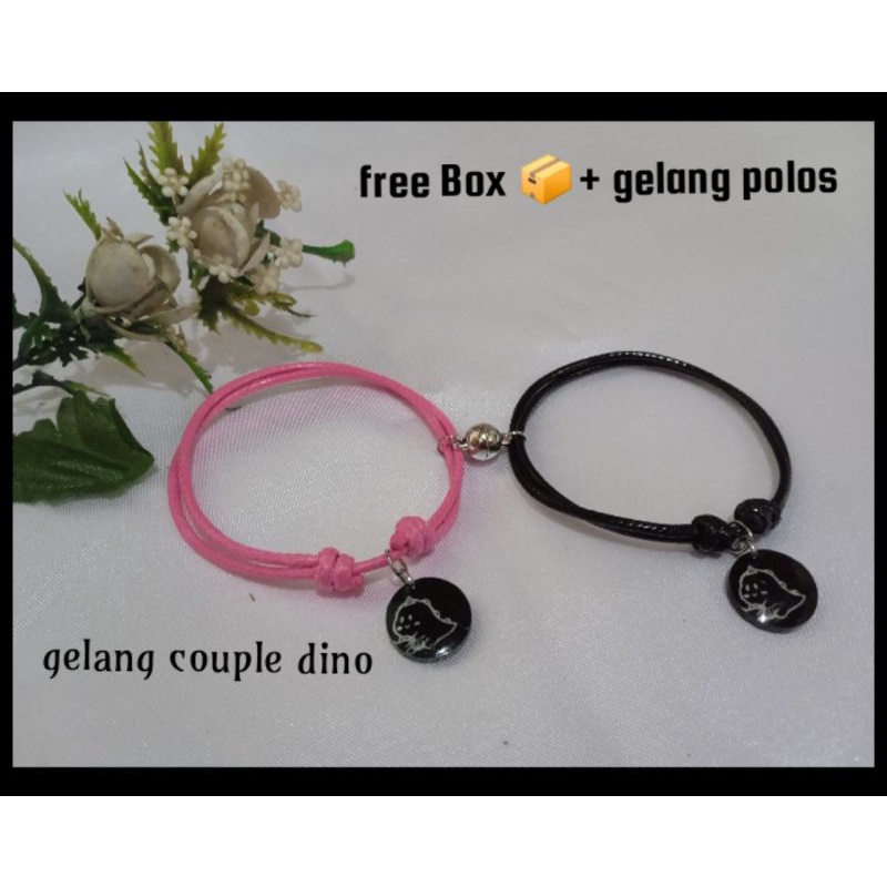 GELANG DINO COUPLE MAGNET CUTE [ DAPAT 2 GELANG BISA REQUEST INISIAN + NAMA ]