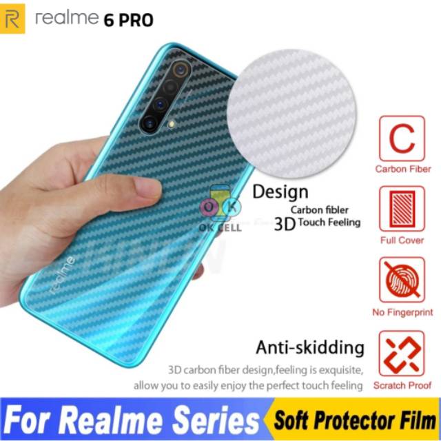 REALME 6 PRO Back Skin Carbon - Garskin Karbon Anti Gores Realme 6 Pro Sticker Belakang Premium