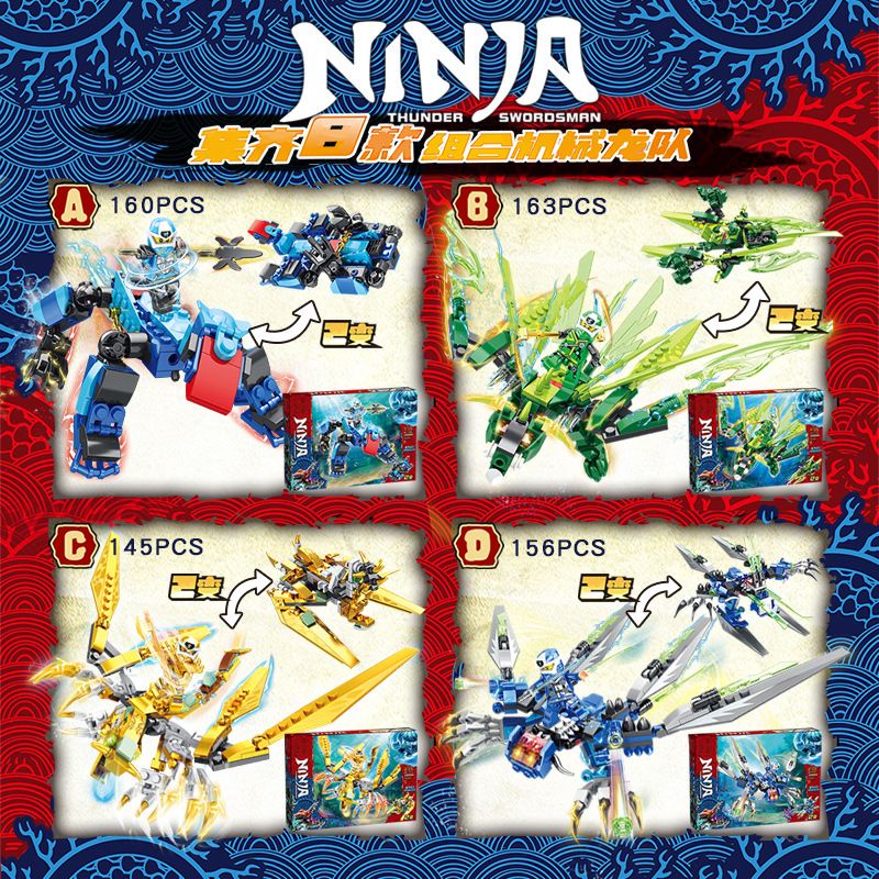 mainan ninjago 8 macam varian jx80084 ninja thunder swordsman brick balok bangun susun edukasi