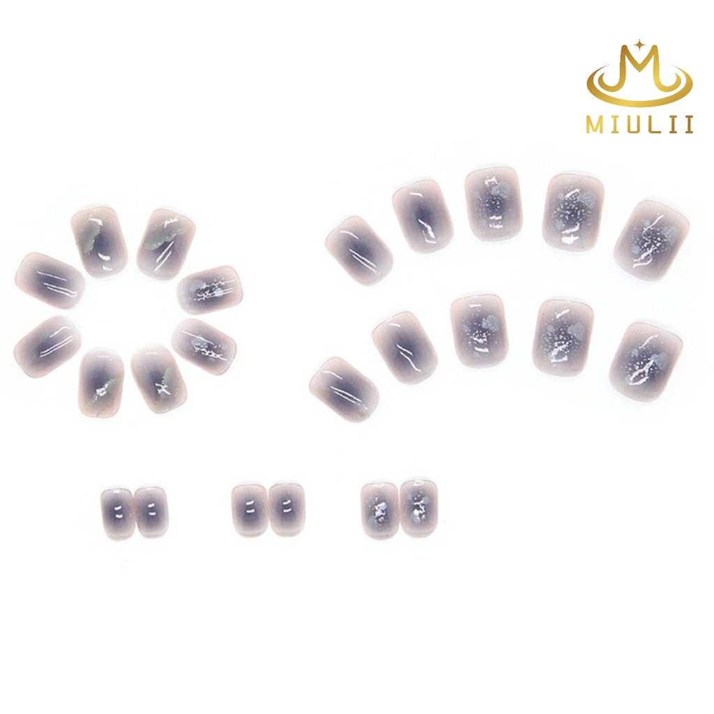 MIULII / KUKU PALSU  A0495  / 24PCS / 3D / NAIL ART / PREMIUM / CUTE / BIRU / FREE LEM JELLY / KUTEK