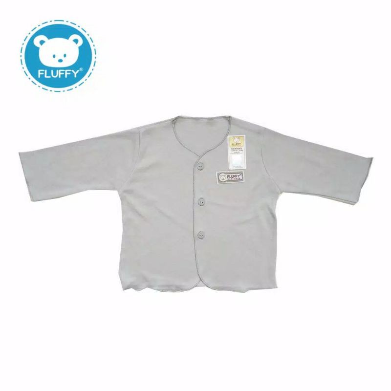 Baju Panjang Neci Fluffy newborn seri abu grey putih white piyama bayi kemeja anak SNI