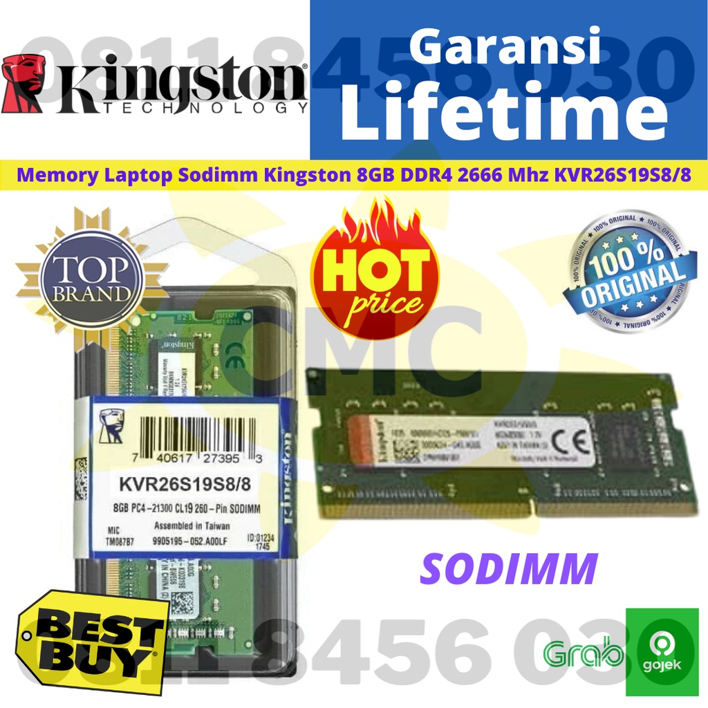 RAM DDR4 KINGSTON SODIMM DDR4 8GB 2666MHz KVR26S19S8/8
