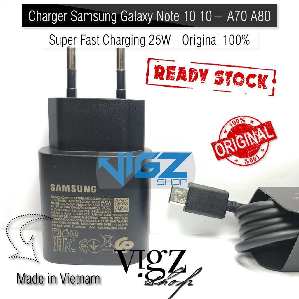 Charger Samsung Galaxy Note20 Ultra A33 A34 A53 A54 A73 M23 M33 Note 10 10 Plus A70 A80 Super Fast Charging 25W Original 100%