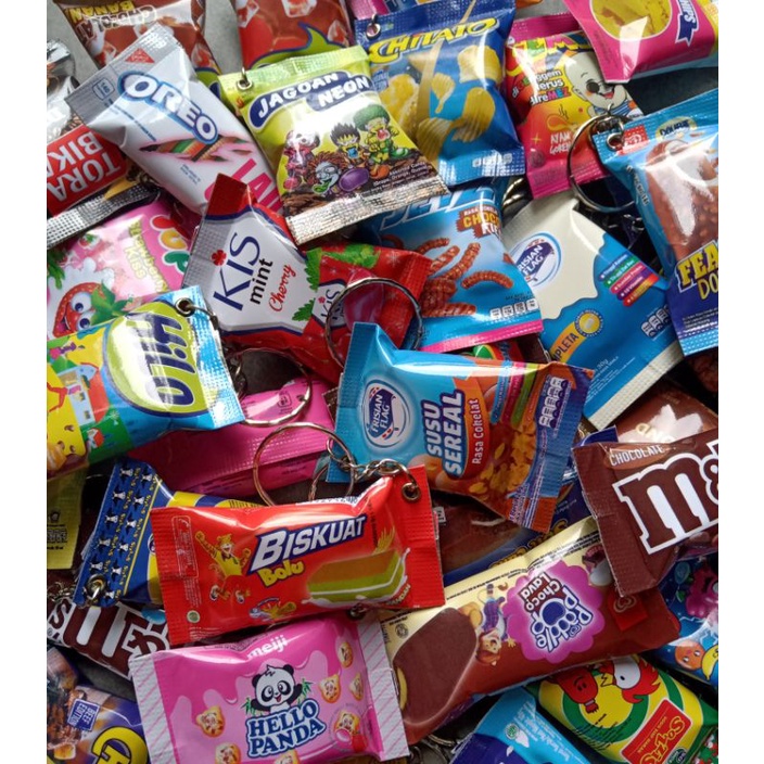 1 PCS GANTUNGAN KUNCI MINIATUR SNACK / GANCI SNACK / GANTUNGAN KUNCI MINI LUCU ANEKA MOTIF / GANTUNG