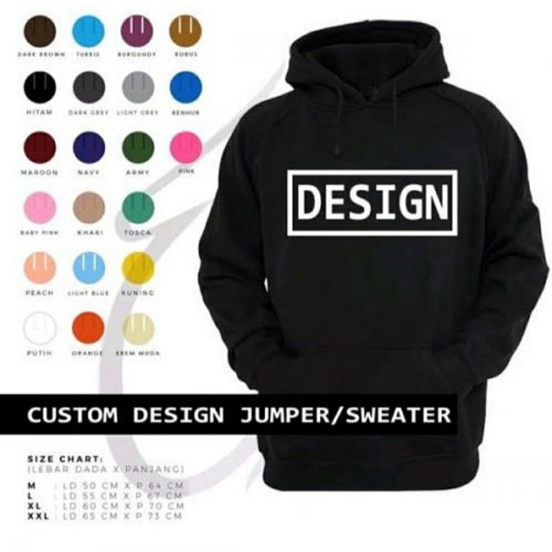 custome hoodie sweater jaket satuan sablon